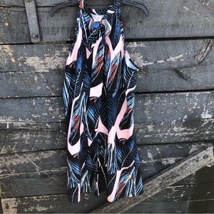 2/$25 Tropical Palm Leaf Halter Dress M